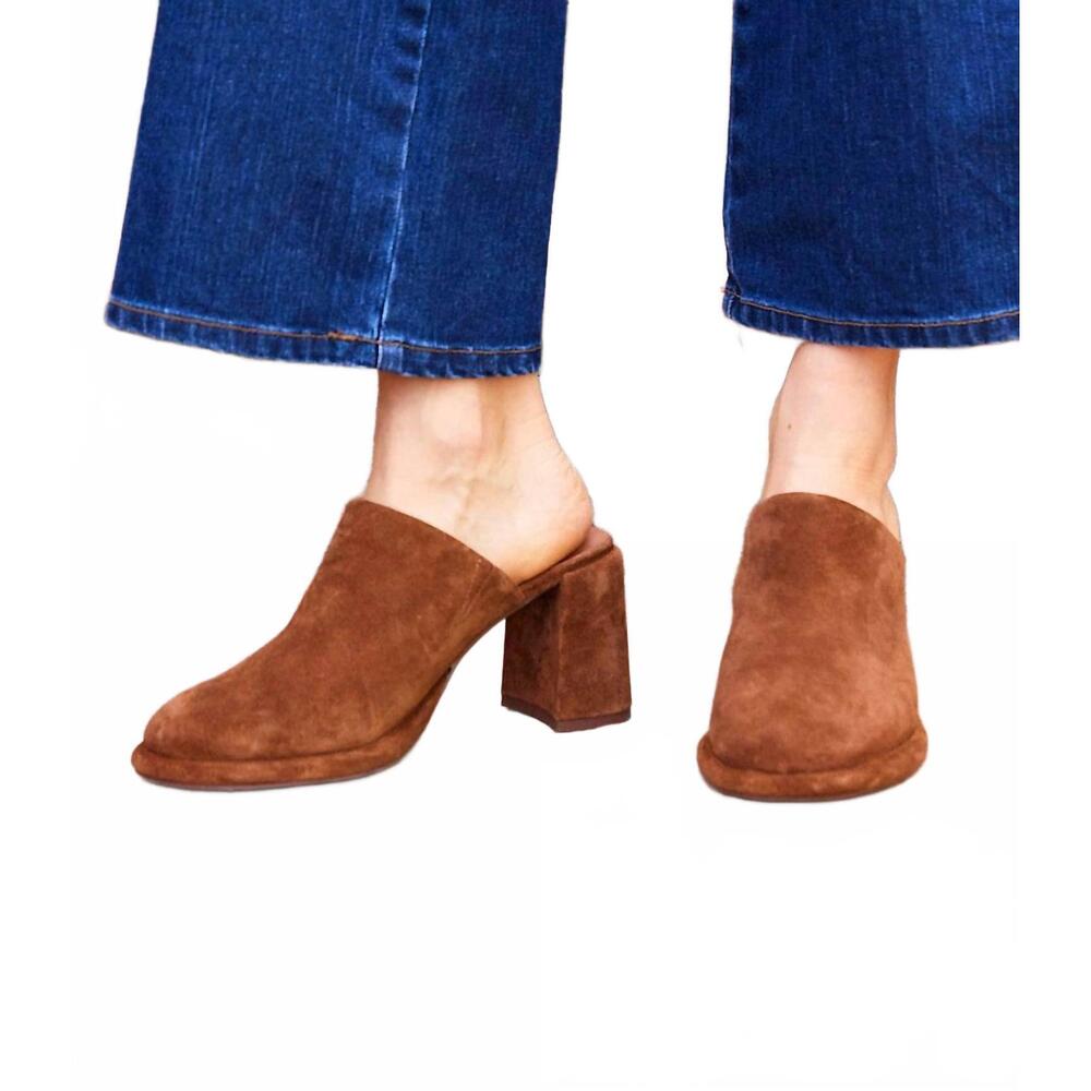 NEW SEYCHELLES women's honor suede high heel clogs in brown - Picture 8 of 10